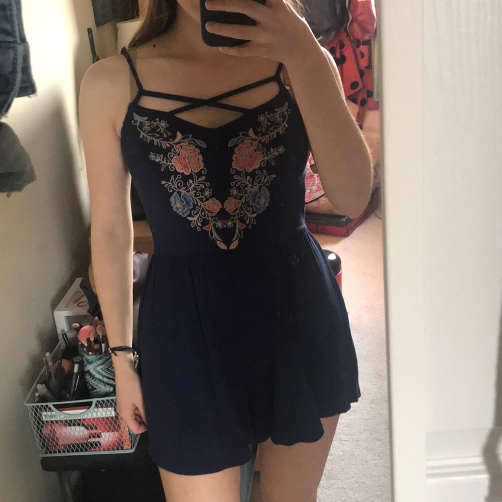 Floral Embroidered Romper